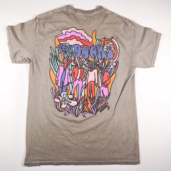 The Doors Band Mushroom Light Grey Gray Graphic Distressed Tee Size Medium - Picture 2 of 4